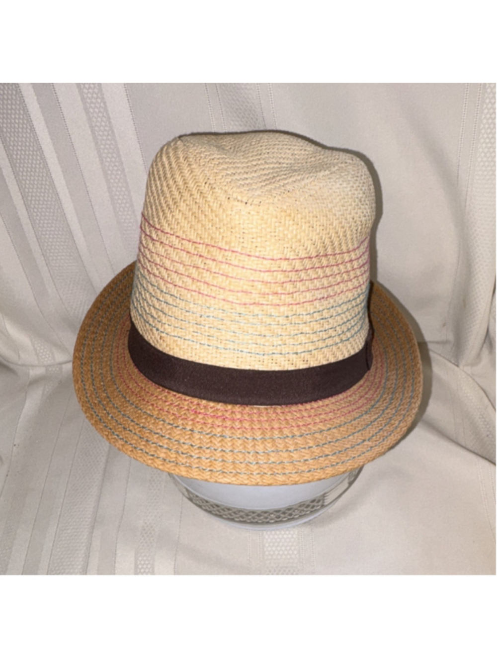 Island Beach Beige Brown Black Solid Fedora Hat unisex One Size Dark Band